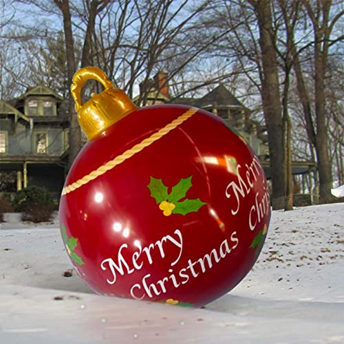 Fauitay Aufblasbare Weihnachtskugel, Christbaumkugeln Glas, 23,6 Zoll Riesig Aufblasbar Weihnachtsball PVC Aufblasbar Weihnachtskugel, Große Aufblasbare Weihnachtskugel Neujahr Outdoor