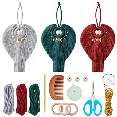 FREEBLOSS DIY Makramee Engel Kit für Anfänger - Hängende Ornament Boho Wandbehang Dekor Mit Anleitung für Mama Frauen