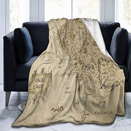 YINGD Decke Mittelerde Karte Überwurf Decke Ultra Weich Samt Decke Leichte Bettdecke Steppdecke Langlebig Home Decor Fleece Decke Sofa Decke Luxuriöser Teppich für Männer Frauen Kinder