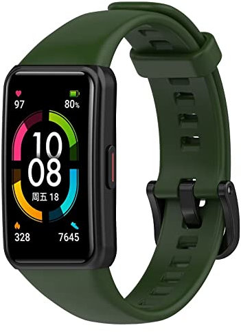 FTRONGRT Correa para Huawei Band 6 Pro, Flexible Silicona Reloj de Recambio Ajustable Brazalete Smart Watch Correa.-Ejercito Verde