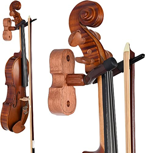PW TOOLS Wandhalterung für Geigenaufhänger, Gitarrenhaken für die Wand, Geigenhalter aus Mahagoniholz, für Cello, Bratsche, Ukulele, Violine, Saiteninstrumenten-Zubehör