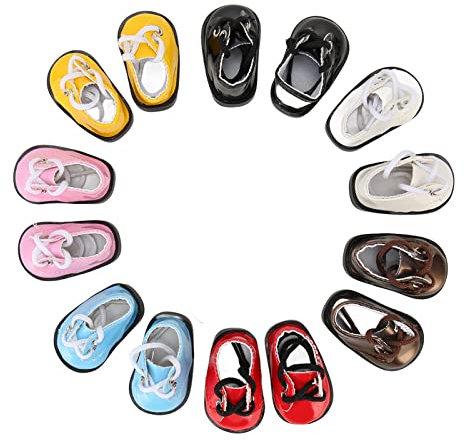 7 Paar Puppenschuhe mit Kugelgelenk, 2,2 X 1,3 Zoll PU-Leder-Plüsch-Puppenkleid, Süße Puppenschuhe für 20-cm-Puppen