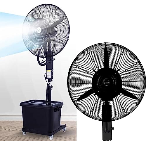 Ventilador de pedestal Ventilador de pulverización de nebulización industrial, ventilador de circulación de aire de nebulización oscilante, ventilador de circulación de aire de refrigeración de patio,