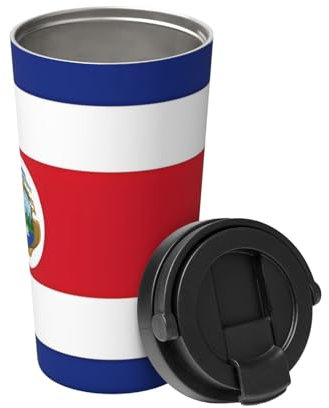Isolierter Kaffeebecher mit Deckel Costa Rica Flagge Reisebecher Edelstahl Tumbler Cup für Reisen Doppelwandige Kaffeetasse für Büro Kaffee Tumbler Tasse zum Warmhalten von Eiskaffee Tee und Bier