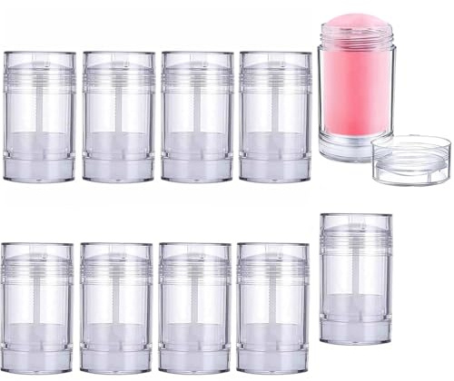 Minsily 10 Stück 50 ml Leere Deo-Behälter zum Aufdrehen von Füllstäben, Kunststoff Deo-Behälter, Nachfüllbare, Leere Lippenbalsam-Tuben, Deodorant Behaelter für DIY Buntstift, Lippenstift, Chapstick