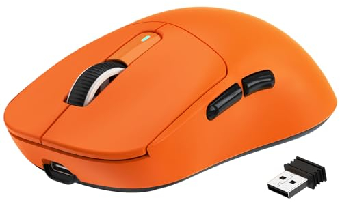VGN GAMEPOWER x Attack Shark X3 Superlight Kabellose Gaming-Maus, 49g Ultraleicht Mouse, 26000DPI, PixArt PAW3395, 2.4G/BT/Kabelgebunden, PTFE Feet, Bis zu 200 Std. Akku, G502, PC/Xbox/PS/Mac, Orange