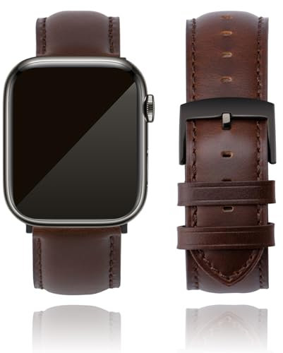 CORROPELLE Leather Watch Straps Compatible with Apple Watch 42mm 41mm 40mm 38mm for Men Women, Top Grain Genuine Leather Straps Replacement Band for iWatch Series 10 9 8 7 6 5 4 3 2 1 SE2 SE