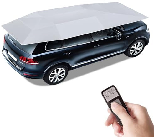 GOOSEMAX Universal Autozelt Beweglicher Carport Mobiler Klappcarport Auto Baldachin Regenschirm für Außenzelt Fernbedienung Automatisch (480.1 cm Large Size) (Grau (480.1 cm)