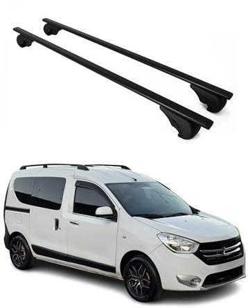 OMAC Dachträger für Dacia Dokker 2012-2022 Stahl 2 Stangen Schwarz | Abschließbar, bis 75 kg Traglast, Querträger, Grundträger