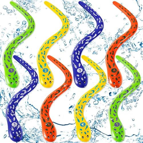 YUEXNKO Jouet de Natation pour Piscine, 8 Pièces Jouets de Natation, Jouets de Plongée, Jouets de Piscine pour Enfants, Jeux Piscine Enfant, pour Serpent de Plongée Jouet