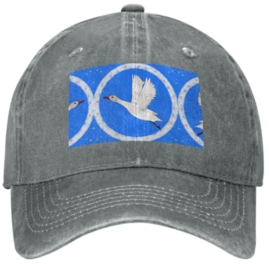 Flying White Goose Trucker-Mütze, verstellbar, Metall, Snapback, Cowboy-Baseballkappe, Unisex, schwarz, grau, Einheitsgröße