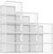 Pinkpum 12er Schuhboxen Stapelbar Transparent Schuh-Organizer Faltbar Hartplastik Schuhkarton mit Deckel, Schuhaufbewahrung für Stöckelschuhe, Stiefeletten, bis Größe 44 Weiß