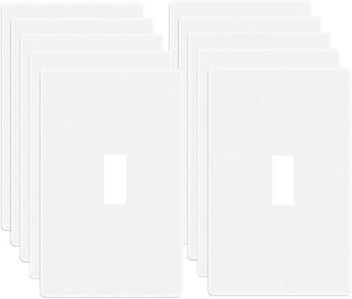 Schraubenlose 1-Gang-Kippschalter-Wandplatte, Wechselschalter, Steckdose, elektrische Blende für Lichtschalter, Steckdose, Dimmer, USB-Steckdose, GFCI, kindersichere Abdeckplatte, Weiß, 10 Stück