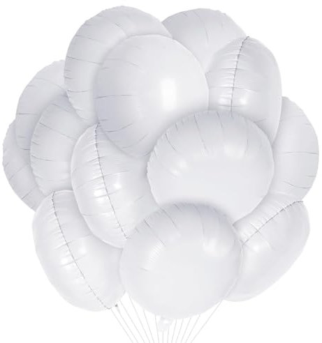 DazzJoy Weiße XXL Luftballons für Hochzeit und Geburtstag, Folienballon Deko, Heliumballons für Kinder- und Erwachsenenfeiern - 20 Stück