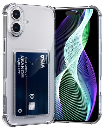 AKABEILA Case for iPhone 16 Plus Clear Slim Phone Case Soft TPU Wallet Case Bag Cover with Card Slot Holder Shockproof 6.7 Inch