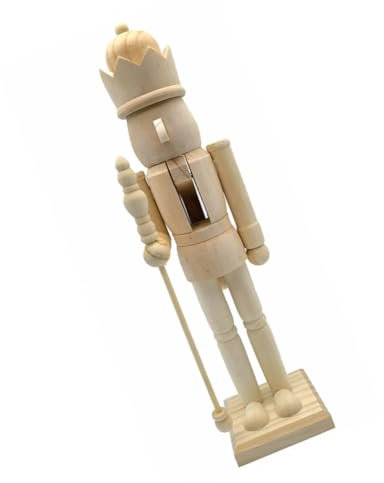 PRETYZOOM Créez Votre Propre Casse-Noisette : Ornement en Bois Brut Jouet Artisanal Casse-Noisette Figurine Décorative en Bois Brut De Noël