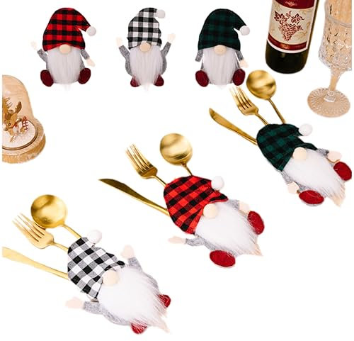 6 Stück Besteckhalter Weihnachten Filz Bestecktasche Weihnachtsmann Besteckbeutel Santa Claus Tischdeko Weihnachts Messer Gabeln Löffel Geschirr Besteck Taschen für Party Tisch Weihnachtsdeko (06)