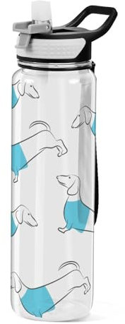 Mnsruu Bouteille d'eau de sport transparente avec paille, gourde anti-fuite en plastique Tritan sans BPA, pour le sport, le bureau, l'école, 1 litre