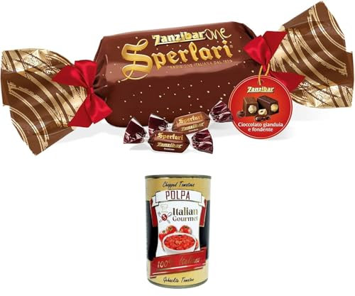 Sperlari Zanzibarone Confezione regalo Geschenkbox Verschiedene Nougats mit Gianduia und dunkler Schokolade, Schokolade,350gr + Italian Gourmet polpa 400g