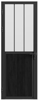 Vente-unique-Blocco porta reversibile H204 x L93 cm in Alluminio e Vetro temperato smerigliato Nero stile atelier - ERMELO