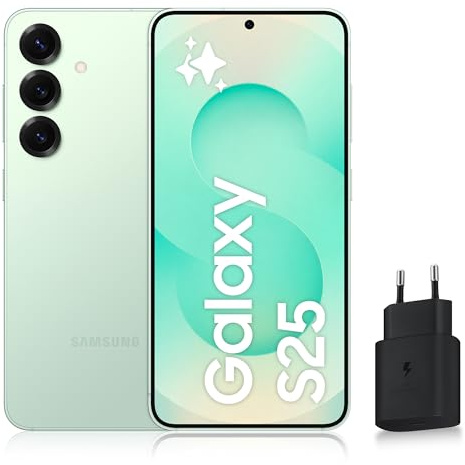 Samsung Galaxy S25, Smartphone Android 5G avec Galaxy AI, 256 Go, Chargeur secteur rapide 25W inclus, Smartphone déverrouillé, Vert d’eau, Version FR