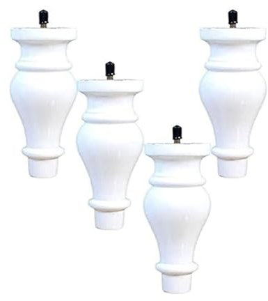 Lot de 4 pieds de meubles en bois massif blanc pour meubles de cuisine, meubles TV et tables - 18 cm