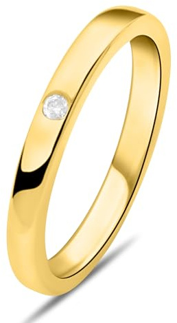 Tony Fein Ring 3 mm Zirkonia Stein Weiß 58 (18,4 mm Ø)