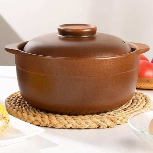 Terracotta Casserole Pot with Lid - Earthen Clay Cooking Pot for Open Fire - Ideal Ceramic Casserole for Traditional Cooking