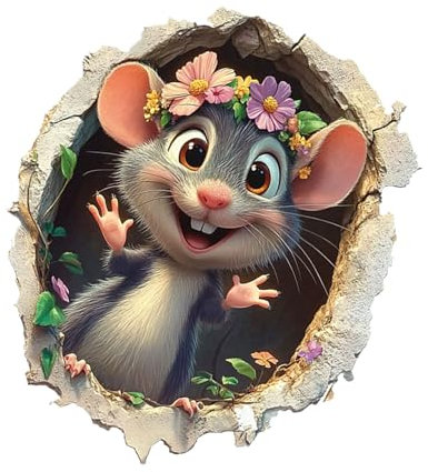 Tyinerc 3D-Aufkleber für Wände, Cartoon-Wandaufkleber mit Loch-Effekt – kreativ, abnehmbar, für Badezimmer, Schlafzimmer, Küche, Kinderzimmer und alle Räume –