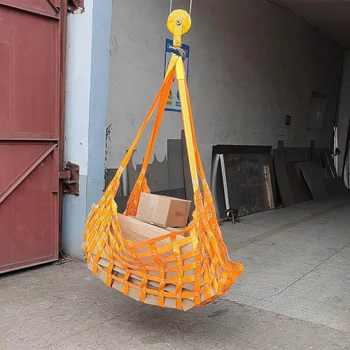HBALDTEDC Cargo Safety Lifting Hoisting Nets Straps, for Hoist with 10/12/15Cm Square Hole - Sturdy Cargo Lifting Net(4.9 * 4.9Ft(2000Kg) 5.9In Mesh)