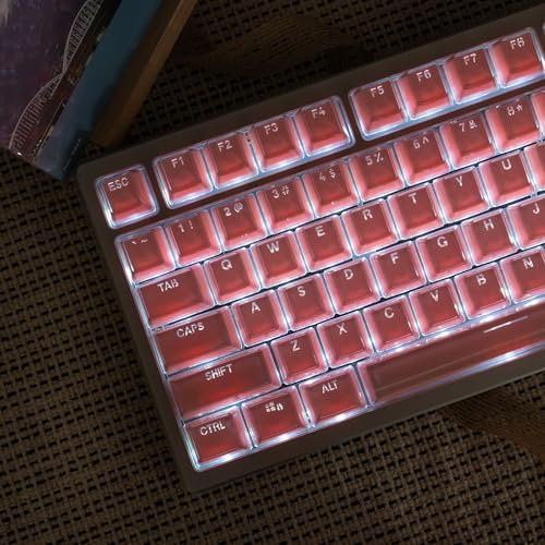 mintcaps Keycaps - 123Keys Crystal Jelly Pink Keycaps Translucent Custom Keyboard Keycap OEM Profile Cute Key caps for 60/65 /75/100 Cherry Gateron Mx Mechanical
