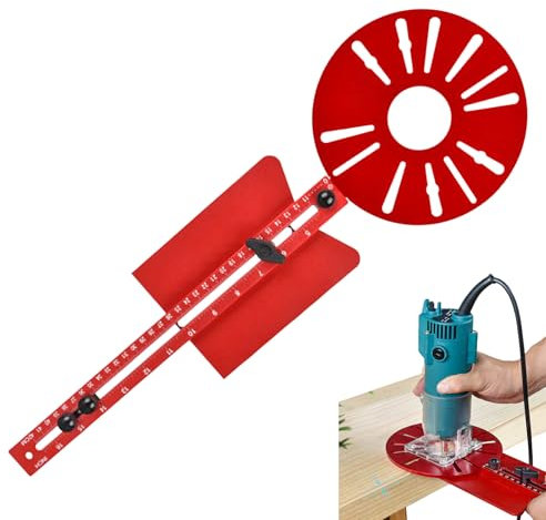 JIEBWCHA Router fresatura – Groove – Supporto rotondo per router – Guida router in lega di alluminio – Hardware multifunzionale regolabile – Trim Guide per la lavorazione del legno