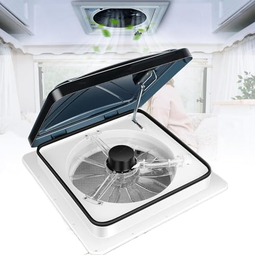 RV Ventilation Fan - Reversible Two-Way Exhaust for Motorhome Camper Van Trailer Bathroom Roof Vent