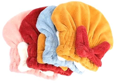 Jooehyer Super Absorbent Hair Towel Wrap for Wet Hair, with Bow-Knot Shower Cap, Microfiber Hair Towel Cap
