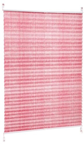 Sekey Plissee ohne Bohren, Fenster Plissee Klemmfix Jalousie 100 cm breit, Verspannt Lichtdurchlässig Sonnenschutz Fensterollo, 100 x 120 cm, Rot