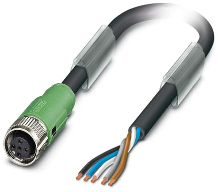 PHOENIX CONTACT SAC-5P-2.0-186/FS SCO Sensor/Aktor-Kabel, 5-Polig, PUR, Freies Leitungsende, Auf Buchse Gerade M12 Speedcon, A Kodierung, 2m Kabellänge, Schwarz/Grau