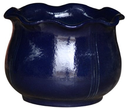 Pflanzkübel Nebelhorn I, 41.0x32.0cm, blau, aus frostbeständiger Steinzeug-Keramik