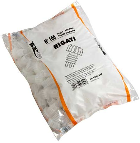 100pz. tappo plastica rigato alettato per imbottigliamento di vini fermi e frizzanti