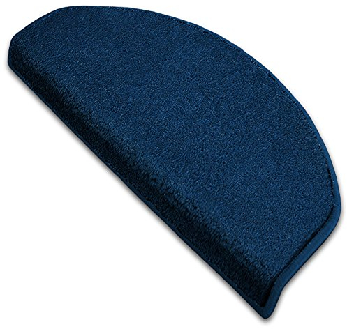 Floordirekt Stufenmatte Dynasty Velours | Halbrund oder eckig | Schutz für Treppenstufen | weicher Hochflor | In 3 zusätzlichen Farben (Stufenmatte halbrund 15 Stück, Blau)