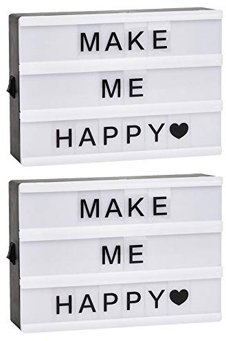etc-shop 2er Set LED Licht Boxen Tafeln Leucht Kästen Schilder Sprüche Kino Leuchten 85 Zeichen Deko Lampen