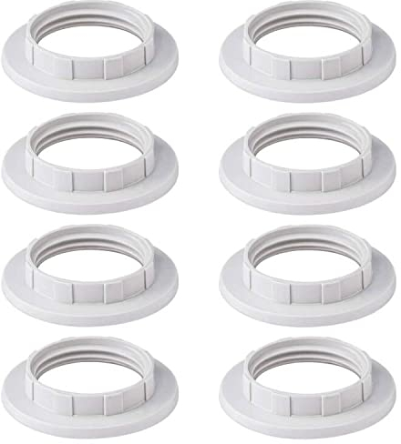 KingYH 8 Pack Lamp Shade Ring Converter E27 Plastic Lamp Shade Reducer Ring for Bedside Lamp Desk Floor Lamps Plate Light Lampshade Washer Adaptor White
