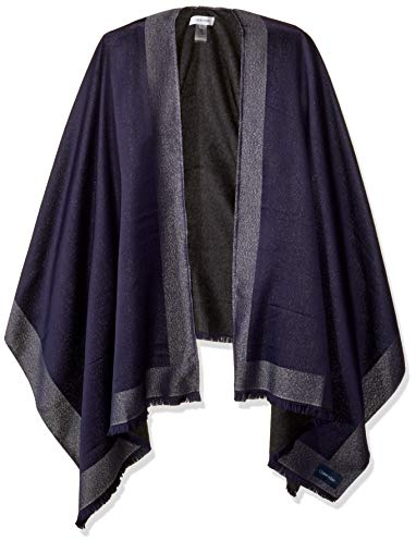 Calvin Klein Damen Lurex-Bordüre gebürsteter Rückseite Mode-Schal, Midnight, Einheitsgröße
