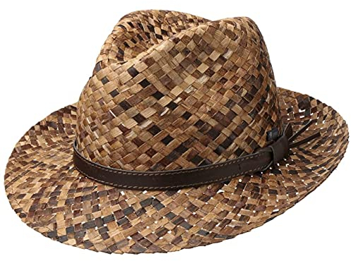 Lipodo Chapeau en Paille Maldives Femme/Homme - Made in Italy d'été Bogart de Soleil Été Printemps-été - S (54-55 cm) Marron
