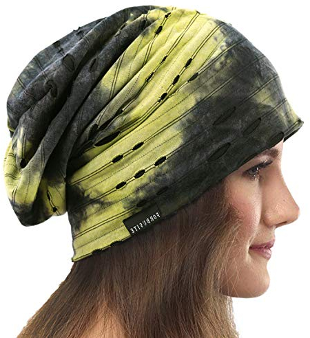 VECRY Damen Slouchy Mütze Dünne Sommer Schädelkappe Turban Sanft Schlafen Chemo Strickmützen (B Grün)