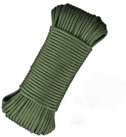 AIRUI Paracord Seil 550, 30M 4MM Dick Nylon Outdoor Seil mit 9 Strängen Fallschirmschnur Reißfestem für kampierenden Garten im Freien - Oliv-grün