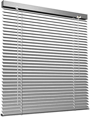 Optimal Products Aluminium Metal Venetian Blinds Trimable Easy Fit 25mm Slat Home Office Silver,Black,White Colours (Silver, 105 x 213 cm)