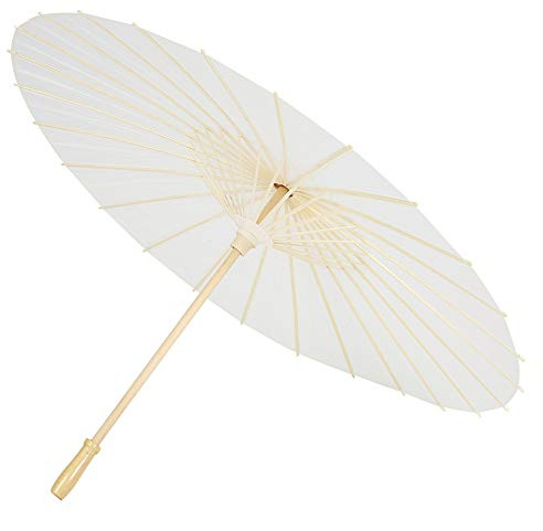 Vitbok Parasol Kinesiskt/Japanskt Dekorativt Paraply Vit DIY-målning Dekorativt Paraply Bröllopsbröllopsfest
