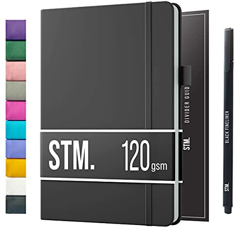 Notizbuch B5 Dotted Bullet Journal Buch und Stift - Gepunktet - Scribbles That Matter Notebook B5 - Auslaufsicheres 120g dickes papier, 215 Seiten, Hardcover Bujo, Hardcover Dot Grid note book