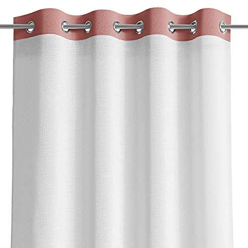 AmeliaHome Irvette - Tenda semitrasparente con occhielli, 140 x 250 cm, effetto velluto, colore: rosa antico