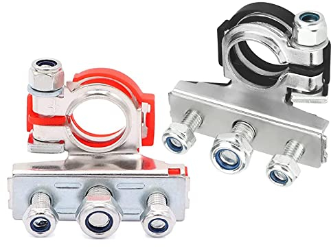 Batterie Polklemmen 3-Wege, 2 Stück Batterieklemmen Auto Batterieklemme 12V PKW Batterie Polklemmen Terminal Clamp Klemmen Positiver und Negativer Steckverbinder für Die Meisten Van-Batterie Boot